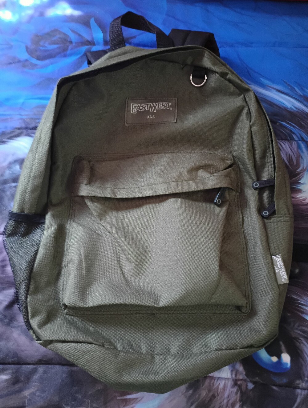 Olive Green Men's Backpack with Front Pocket
